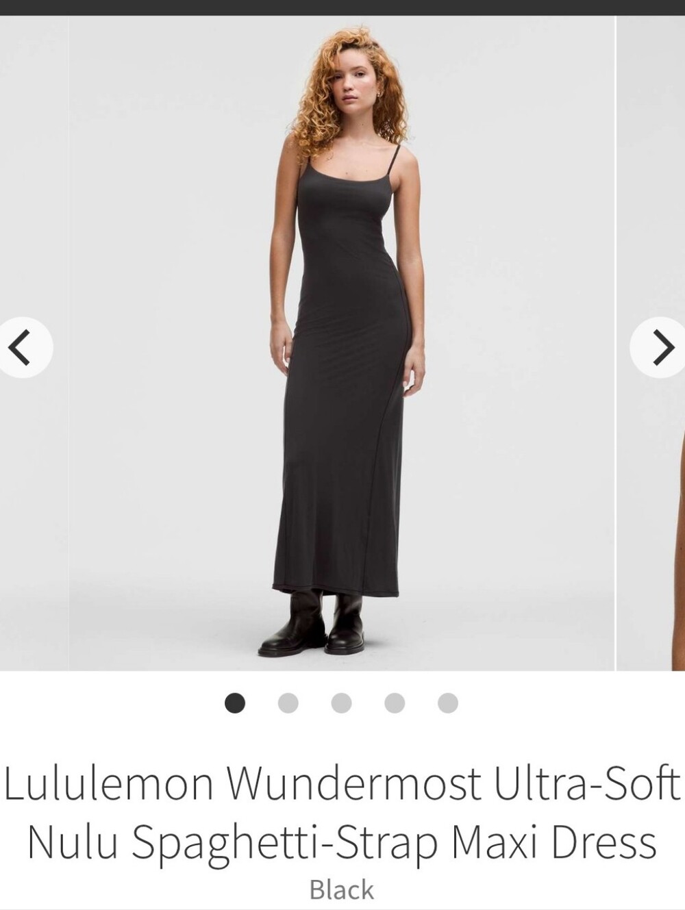 Lululemon Black Slip Maxi Dress with Thin Spaghetti Straps